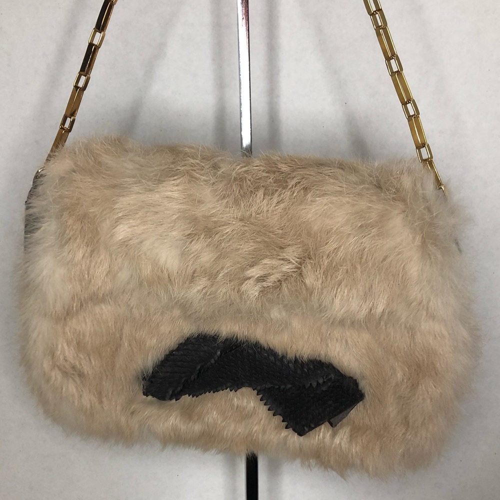 Retro Hoss Intropia Crossbody Handbag Vintage Leather Fur Bag Purse - Picture 3 of 13